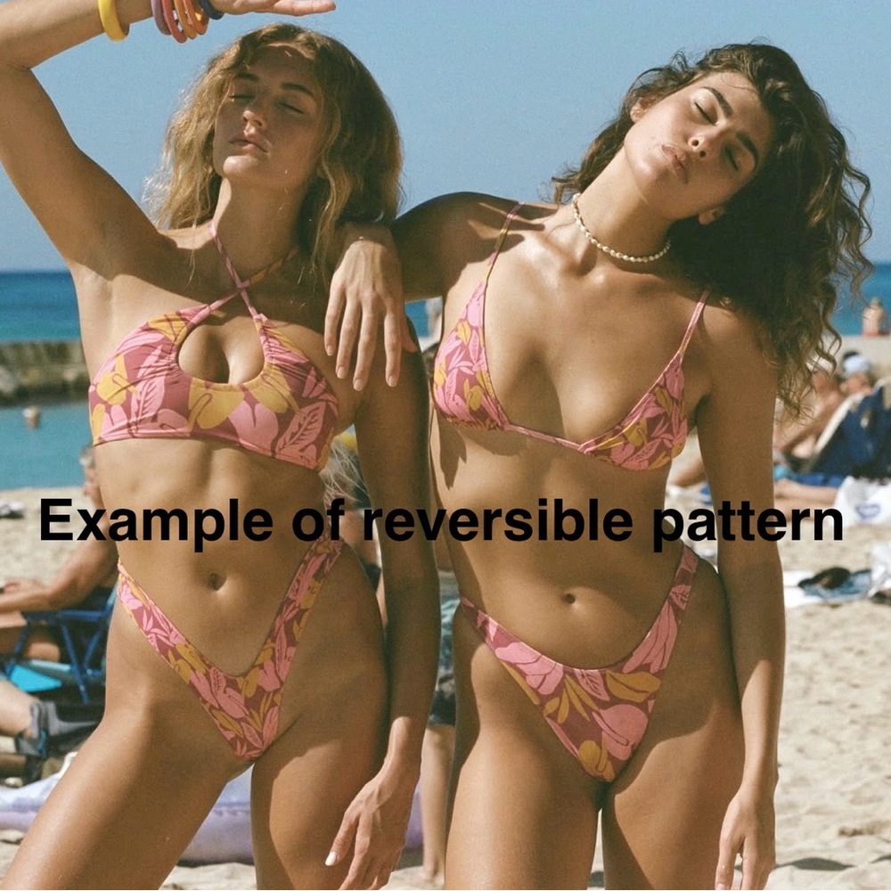 Aloe Aloe Hipster Bikini Bottom Reversible Lychee Leaf | size L | NWT